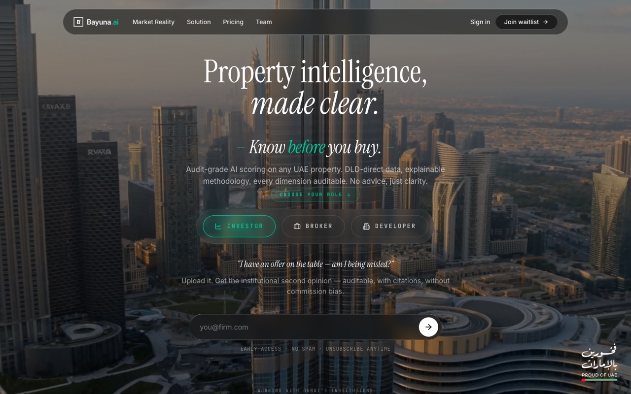 bayuna.ai – Property-Intelligence-Plattform für den Immobilienmarkt in Dubai